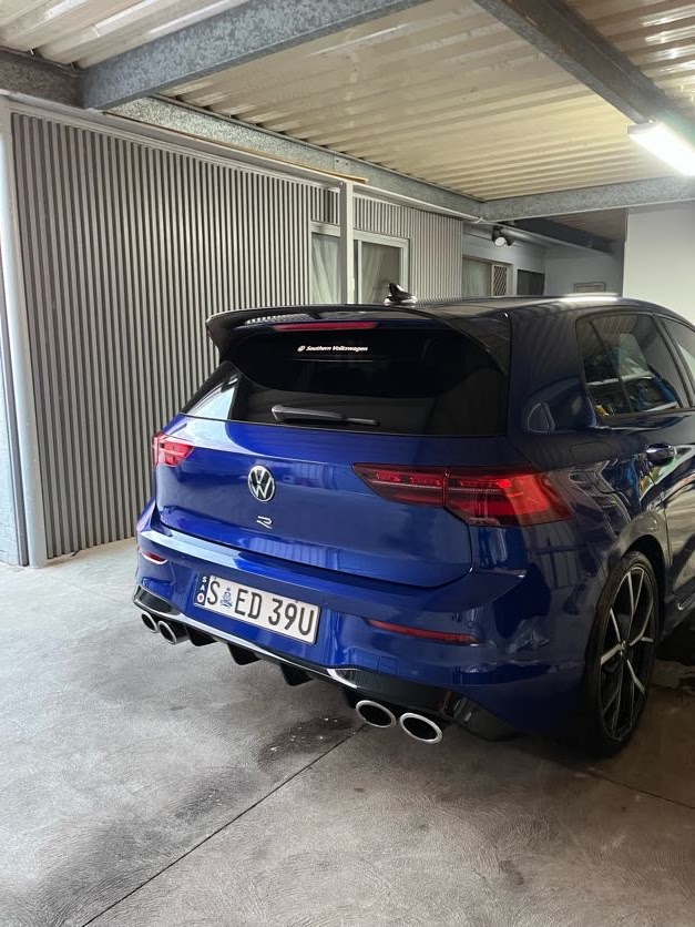 Blue Volkswagen Golf R detailed and glossy